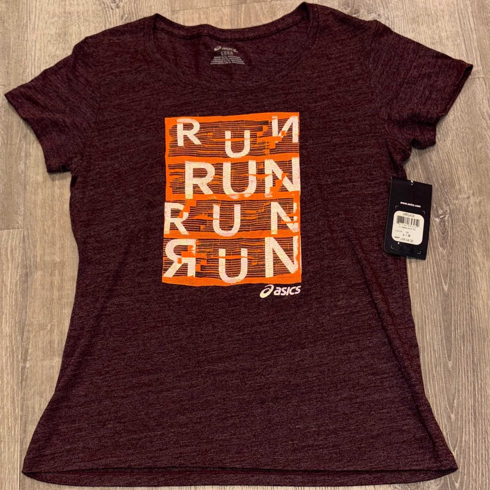 Asics Women's Burgundy RUN Graphic Tee